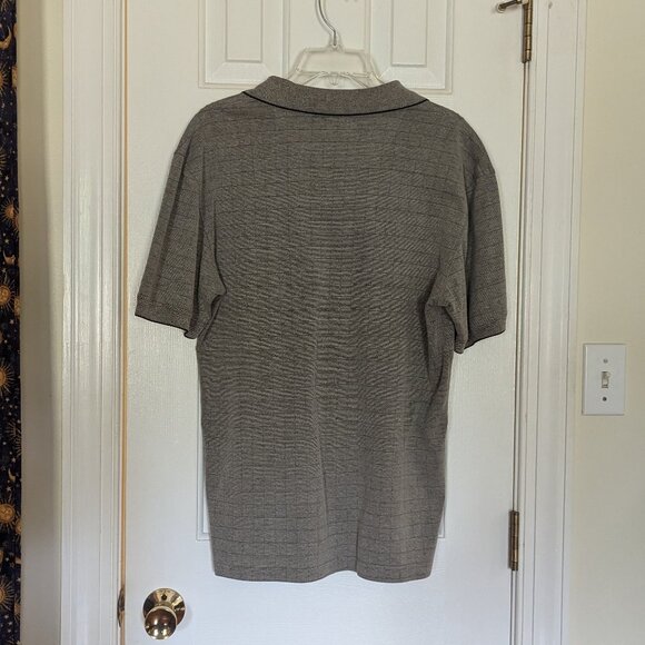 Haggar Men Shirt Short-sleeve Knit Button Neck Pullover Light Grey Pattern, S - Picture 2 of 4